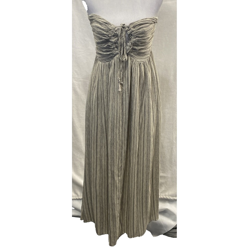 PROMESA‎ Women Off Shoulder Midi Dress Open Back Sz L Cream Black Beach 13-13